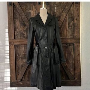 H&M Madonna Black Leather Coat with Belt